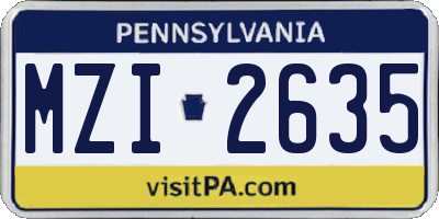 PA license plate MZI2635