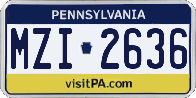 PA license plate MZI2636