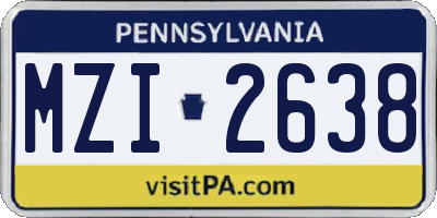 PA license plate MZI2638