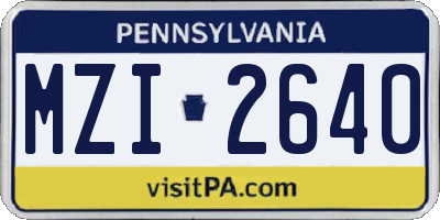 PA license plate MZI2640