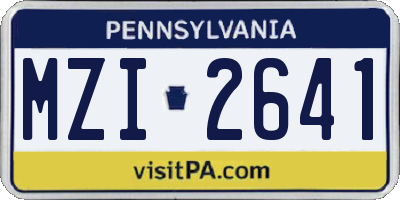PA license plate MZI2641