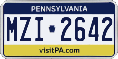 PA license plate MZI2642