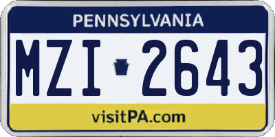 PA license plate MZI2643
