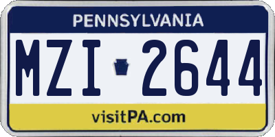 PA license plate MZI2644