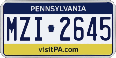PA license plate MZI2645