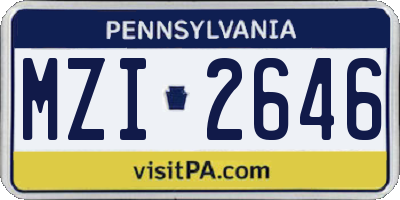 PA license plate MZI2646
