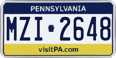 PA license plate MZI2648