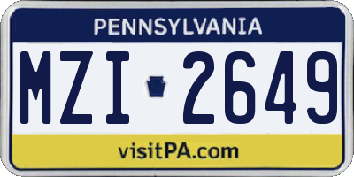 PA license plate MZI2649