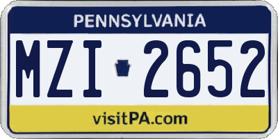PA license plate MZI2652