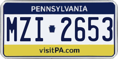 PA license plate MZI2653