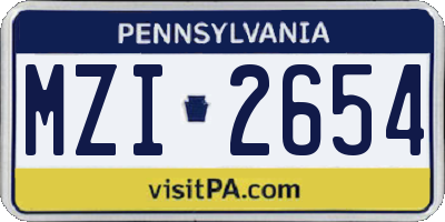 PA license plate MZI2654