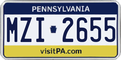 PA license plate MZI2655