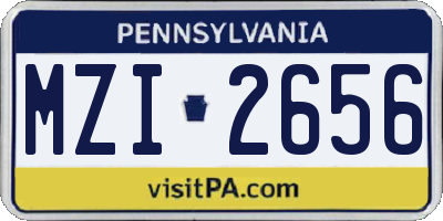 PA license plate MZI2656