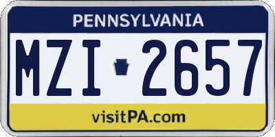 PA license plate MZI2657