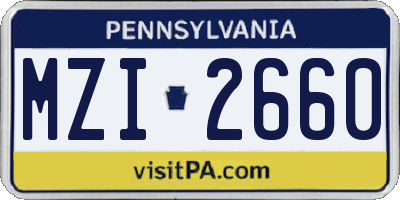 PA license plate MZI2660