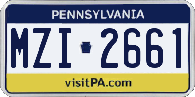 PA license plate MZI2661