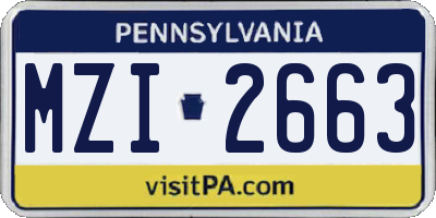 PA license plate MZI2663