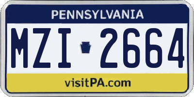 PA license plate MZI2664