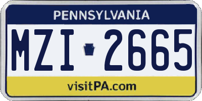 PA license plate MZI2665