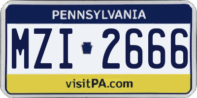 PA license plate MZI2666