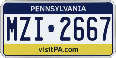 PA license plate MZI2667