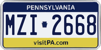 PA license plate MZI2668
