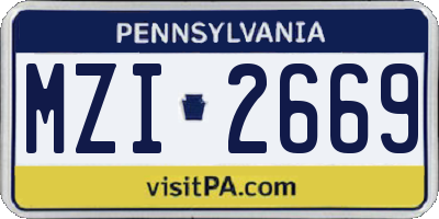 PA license plate MZI2669