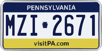 PA license plate MZI2671