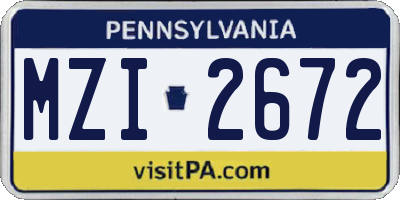 PA license plate MZI2672