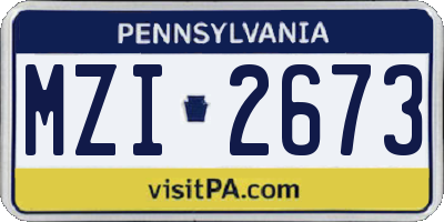 PA license plate MZI2673