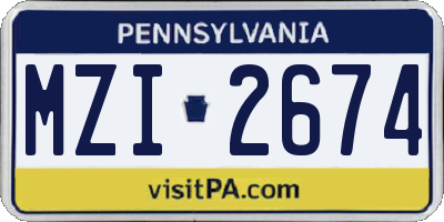 PA license plate MZI2674
