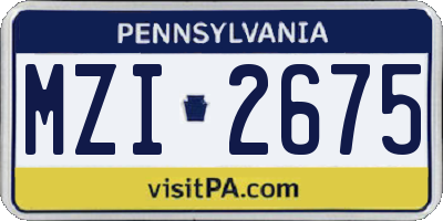 PA license plate MZI2675