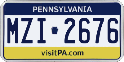 PA license plate MZI2676