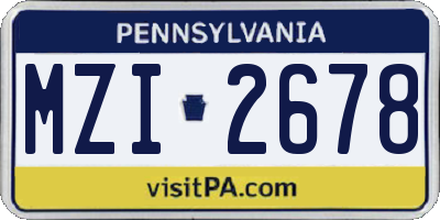 PA license plate MZI2678