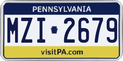 PA license plate MZI2679