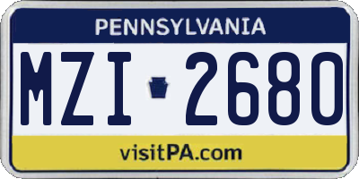 PA license plate MZI2680