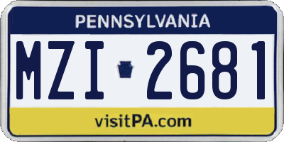 PA license plate MZI2681