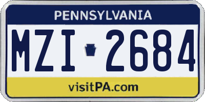 PA license plate MZI2684