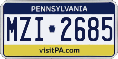 PA license plate MZI2685