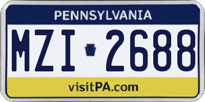 PA license plate MZI2688