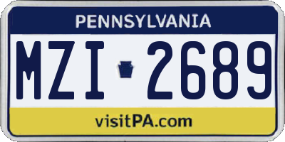 PA license plate MZI2689