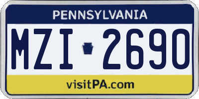 PA license plate MZI2690