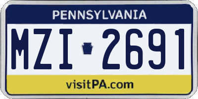 PA license plate MZI2691