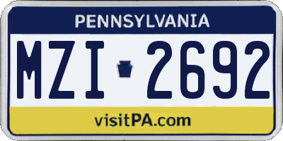 PA license plate MZI2692
