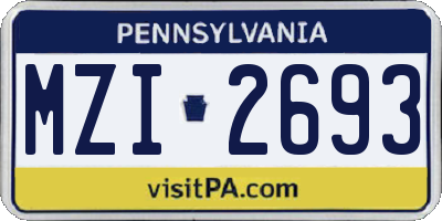 PA license plate MZI2693