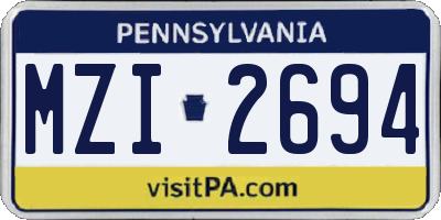 PA license plate MZI2694