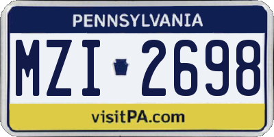 PA license plate MZI2698