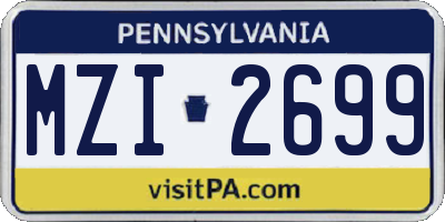 PA license plate MZI2699