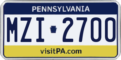 PA license plate MZI2700