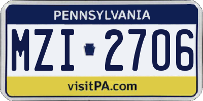 PA license plate MZI2706